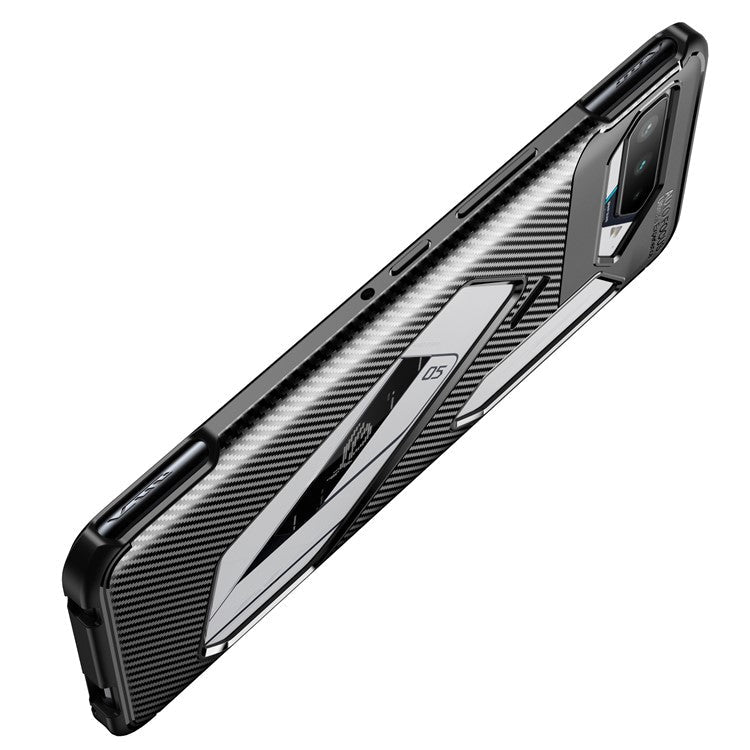 Carbon Fiber Texture Precise Cut-Out Well-Protected TPU Phone Protector Cover for Asus ROG Phone 5 - Black