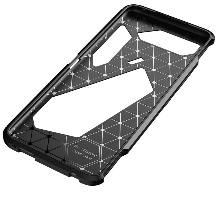 Carbon Fiber Texture Precise Cut-Out Well-Protected TPU Phone Protector Cover for Asus ROG Phone 5 - Black
