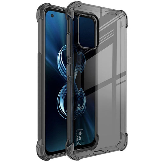 IMAK Flexible TPU Case Shock-Proof Cover with High Definition Screen Protector for Asus Zenfone 8 ZS590KS - Transparent Black