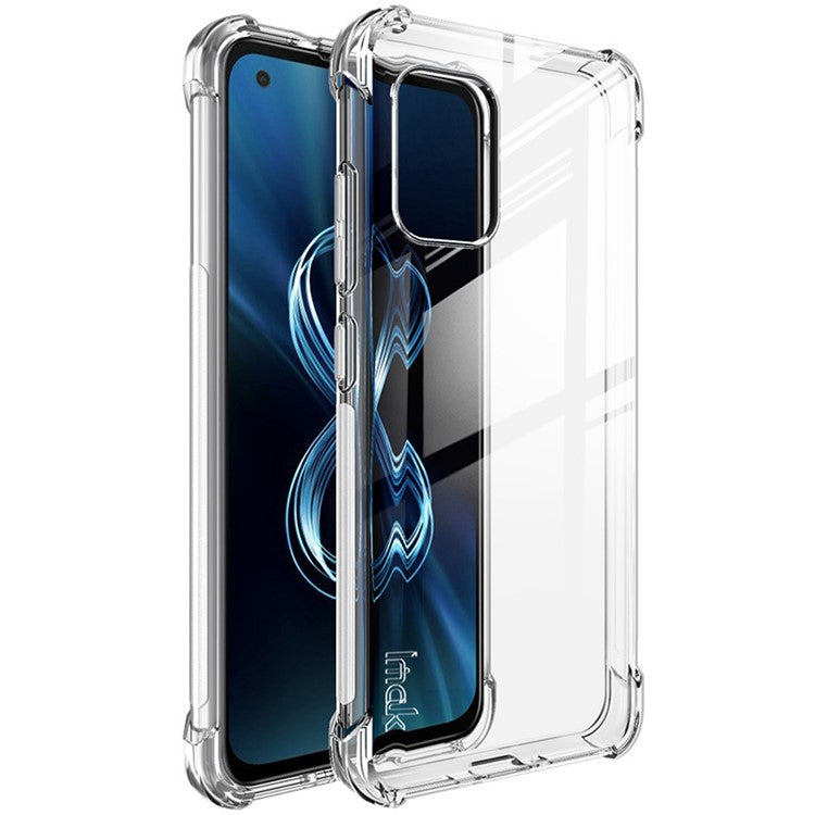 IMAK Flexible TPU Case Shock-Proof Cover with High Definition Screen Protector for Asus Zenfone 8 ZS590KS - Transparent