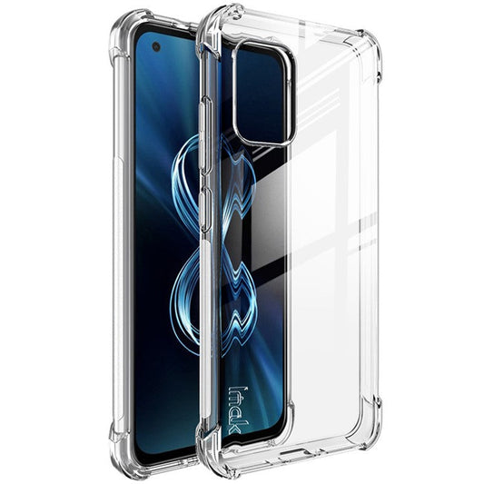 IMAK Flexible TPU Case Shock-Proof Cover with High Definition Screen Protector for Asus Zenfone 8 ZS590KS - Transparent