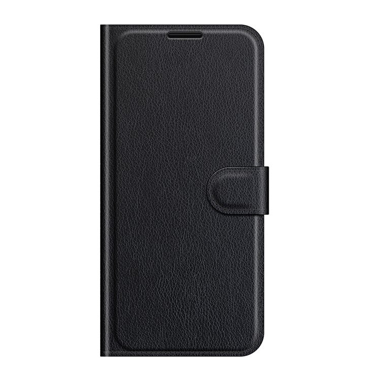 Wallet Design Litchi Skin Leather Case for Asus Zenfone 8 ZS590KS Mobile Phone Stand Cover - Black