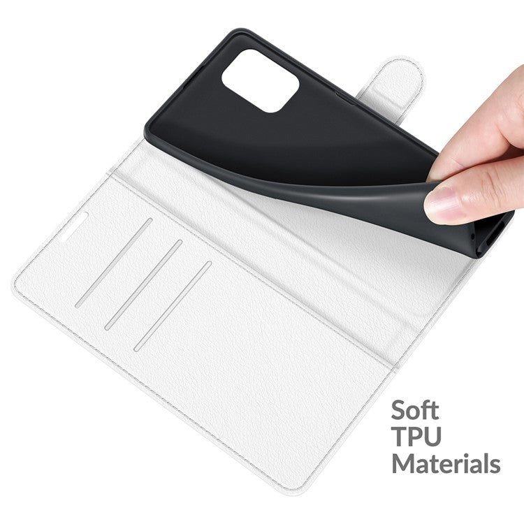 Wallet Design Litchi Skin Leather Case for Asus Zenfone 8 ZS590KS Mobile Phone Stand Cover - White
