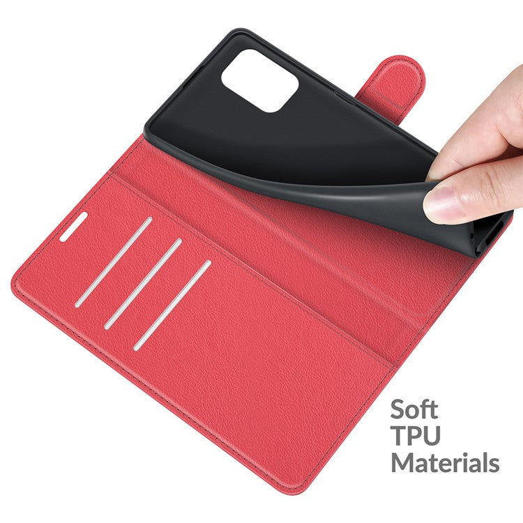 Wallet Design Litchi Skin Leather Case for Asus Zenfone 8 ZS590KS Mobile Phone Stand Cover - Red