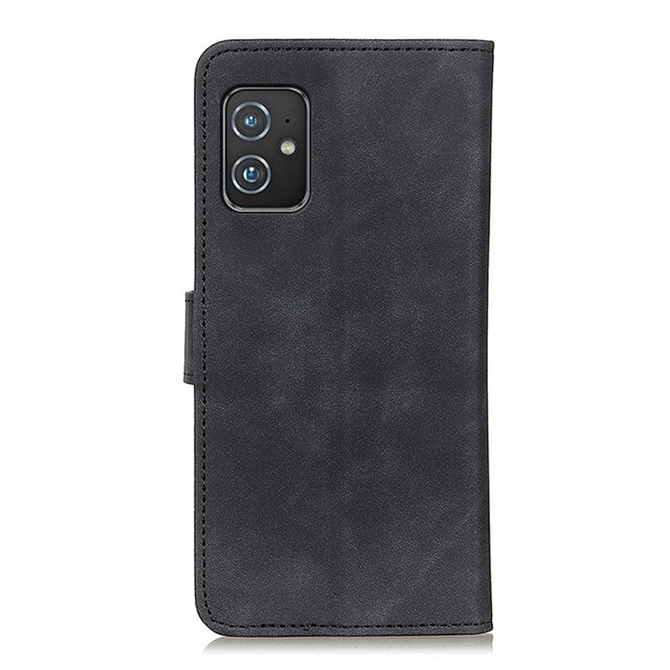 KHAZNEH Wallet Stand Design Vintage Style Leather Cover for Asus Zenfone 8 - Black
