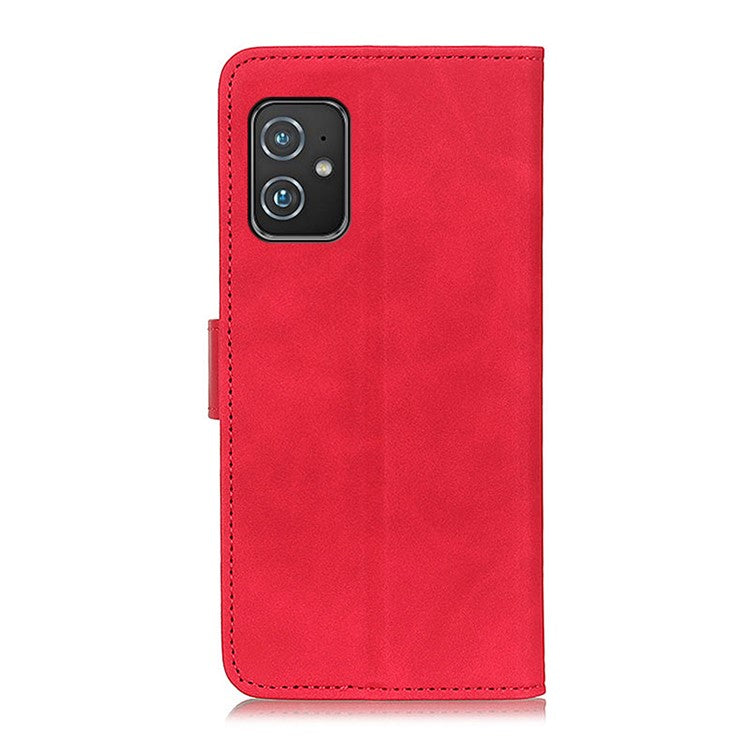 KHAZNEH Wallet Stand Design Vintage Style Leather Cover for Asus Zenfone 8 - Red