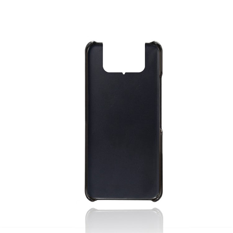 KSQ Leather Coated PC Case Mobile Phone Protective Case Shell with Dual Card Holder for Asus Zenfone 8 Flip - Black