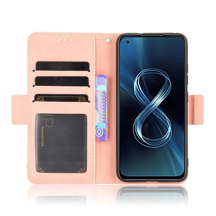 Multiple Card Slots Wallet Stand Leather Protection Phone Case Shell for Asus Zenfone 8 ZS590KS - Pink