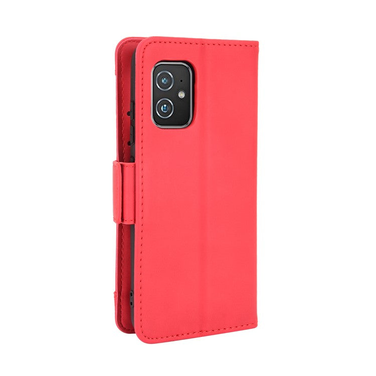 Multiple Card Slots Wallet Stand Leather Protection Phone Case Shell for Asus Zenfone 8 ZS590KS - Red