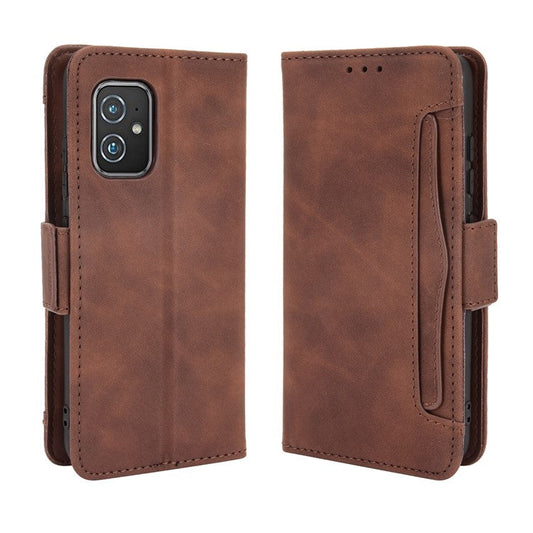 Multiple Card Slots Wallet Stand Leather Protection Phone Case Shell for Asus Zenfone 8 ZS590KS - Brown