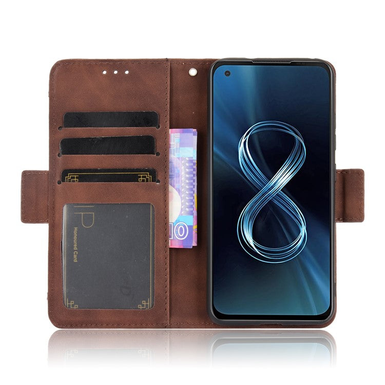 Multiple Card Slots Wallet Stand Leather Protection Phone Case Shell for Asus Zenfone 8 ZS590KS - Brown