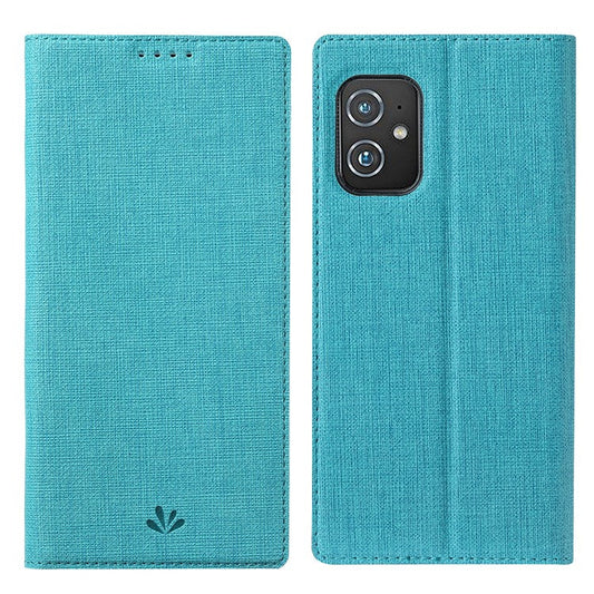 VILI DMX Cross Texture Leather Stand Case Cover with Card Holder for Asus Zenfone 8 (ZS590KS/ZS673KS) - Blue
