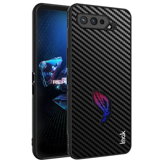IMAK LX-5 Series PU Leather + PC + TPU Phone Cover Case with Screen Film for Asus ROG Phone 5 - Carbon Fiber Texture