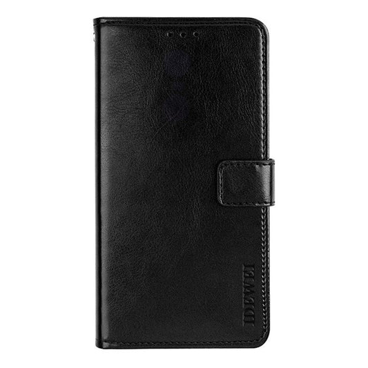 IDEWEI Wallet Stand Case Crazy Horse Texture PU Leather Phone Shell for Asus Zenfone 8 Flip - Black
