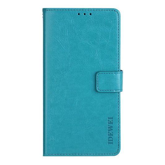 IDEWEI Wallet Stand Case Crazy Horse Texture PU Leather Phone Shell for Asus Zenfone 8 Flip - Sky Blue
