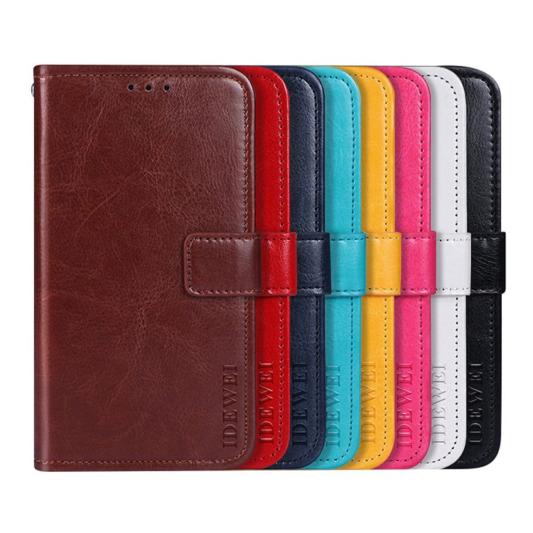 IDEWEI Wallet Stand Case Crazy Horse Texture PU Leather Phone Shell for Asus Zenfone 8 Flip - Sky Blue