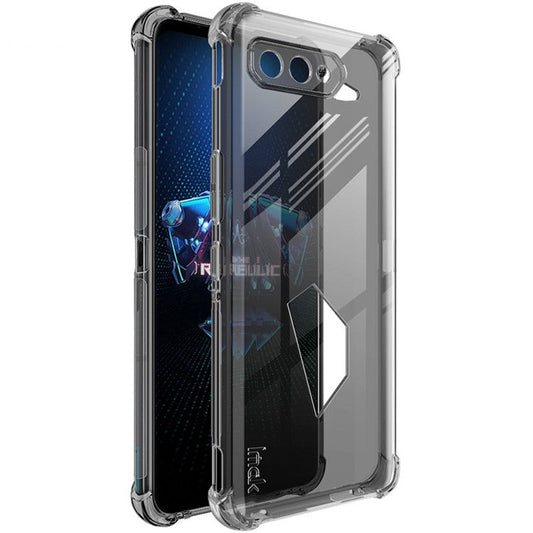 IMAK Transparent Shockproof Flexible TPU Airbag Anti-Drop Case Cover with Screen Protector Film for Asus ROG Phone 5 / 5s - Transparent Black