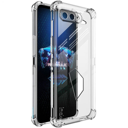 IMAK Transparent Shockproof Flexible TPU Airbag Anti-Drop Case Cover with Screen Protector Film for Asus ROG Phone 5 / 5s - Transparent