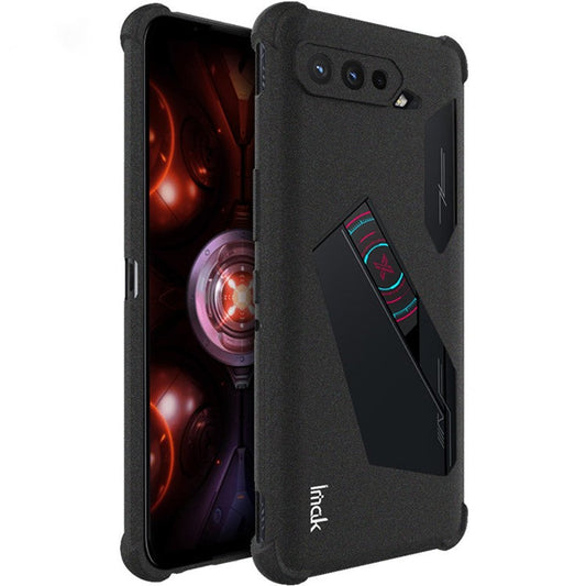 IMAK Sandy Feel Matte Soft TPU Airbag Shockproof Protective Phone Case with Screen Protector for Asus ROG Phone 5 Ultimate / 5 Pro / 5s - Matte Black