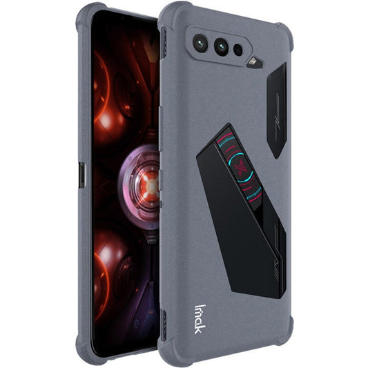 IMAK Sandy Feel Matte Soft TPU Airbag Shockproof Protective Phone Case with Screen Protector for Asus ROG Phone 5 Ultimate / 5 Pro / 5s - Matte Grey