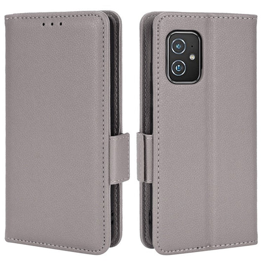 For Asus Zenfone 8 ZS590KS / Zenfone 8Z Litchi Texture Leather Phone Case PU Leather Protective Cover Stand Wallet - Grey