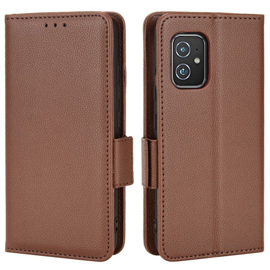 For Asus Zenfone 8 ZS590KS / Zenfone 8Z Litchi Texture Leather Phone Case PU Leather Protective Cover Stand Wallet - Brown