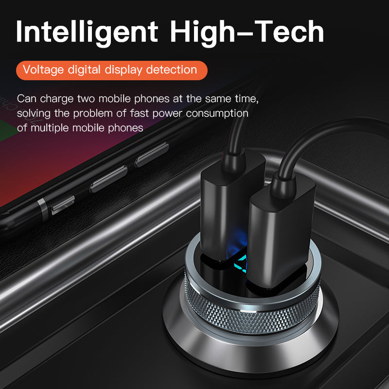 KUULAA 36W Dual QC 3.0 Quick Charging Car Phone Charger Cigarette Lighter USB Charger with Voltage Display