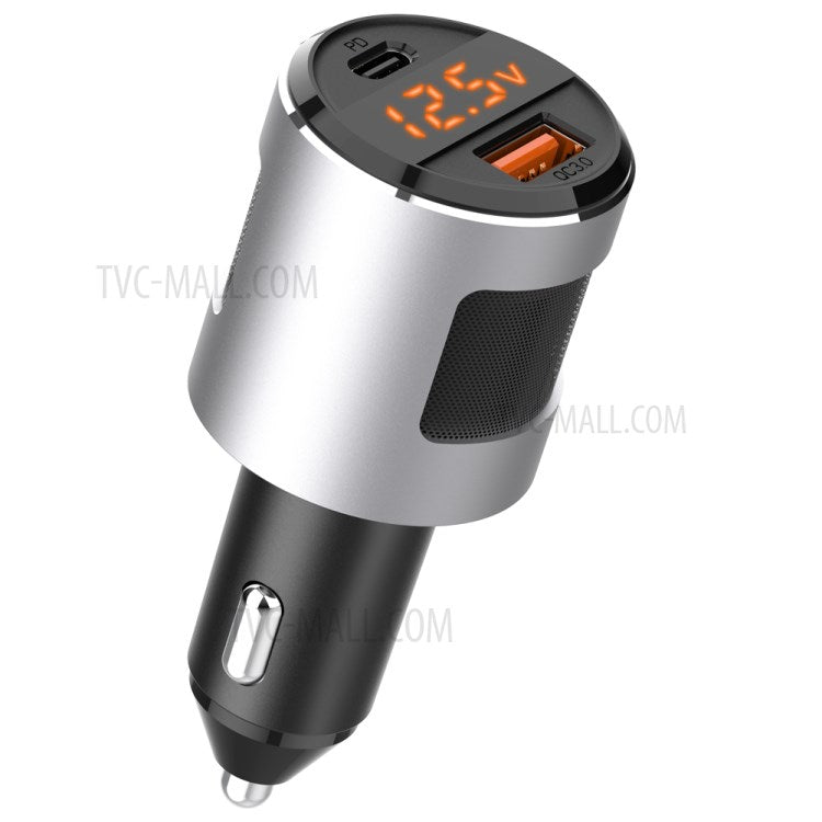 SC01 USB Car Charger 18W QC3.0 65W PD Type C Dual Ports Car Fast Charger Adapter - Silver