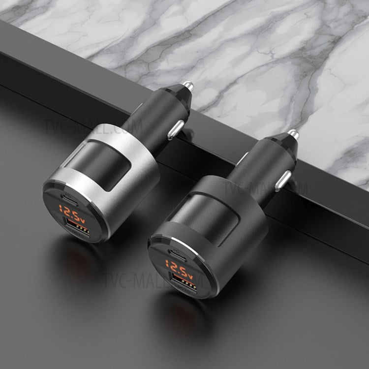 SC01 USB Car Charger 18W QC3.0 65W PD Type C Dual Ports Car Fast Charger Adapter - Silver