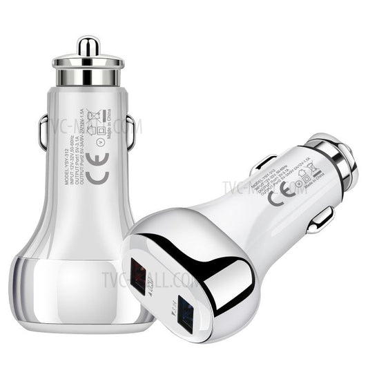 YSY-312PD QC3.0 USB + PD 18W Type-C Dual Port Car Charger Fast Charging Adapter for Huawei/iPhone - White