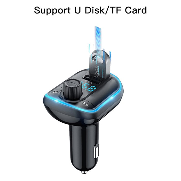 YESIDO Y44 Bluetooth FM Transmitter for Car 2 USB Ports Charger Battery Voltage Detection Audio Adapter