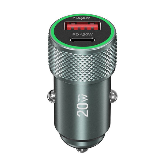 TOTU DCCPD-10 Blade Series USB 18W + Type C 20W Dual Port Car Charger Fast Charging Mobile Phone Charger for iPhone Samsung Xiaomi