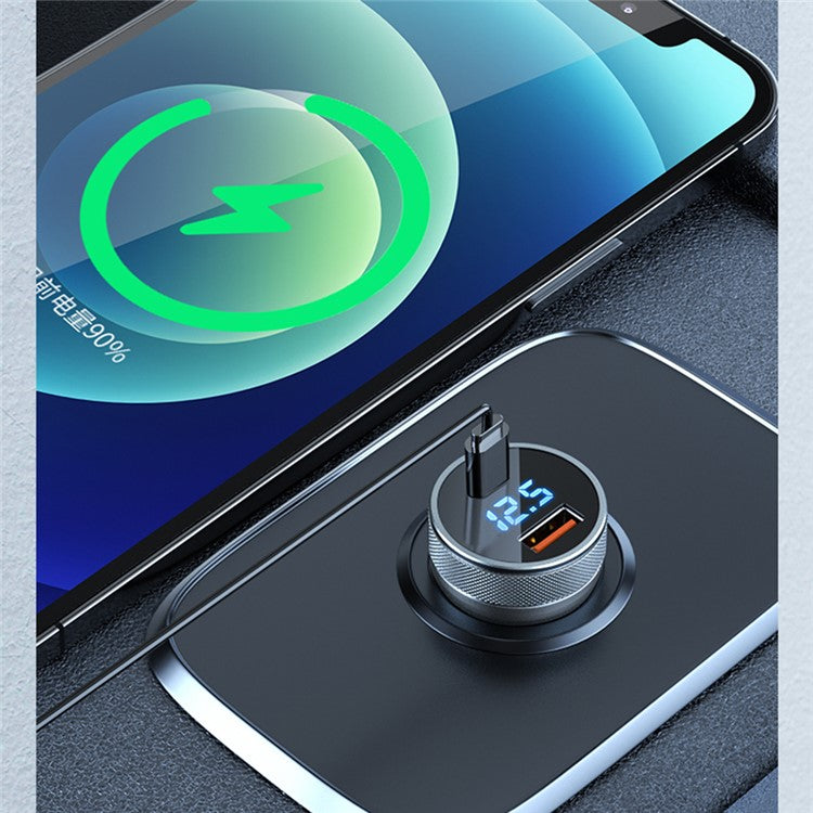 ACC-568 Type-C+USB Car Charger Adapter 20W PD 3.0 LED Display Phone Charger Fast Car Charger