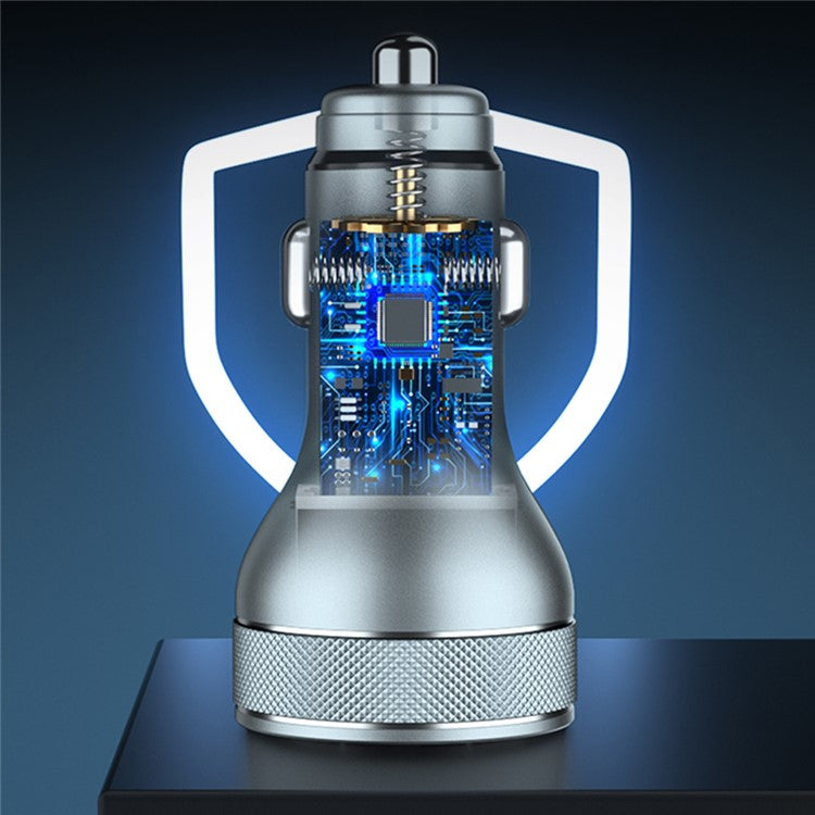 ACC-568 Type-C+USB Car Charger Adapter 20W PD 3.0 LED Display Phone Charger Fast Car Charger