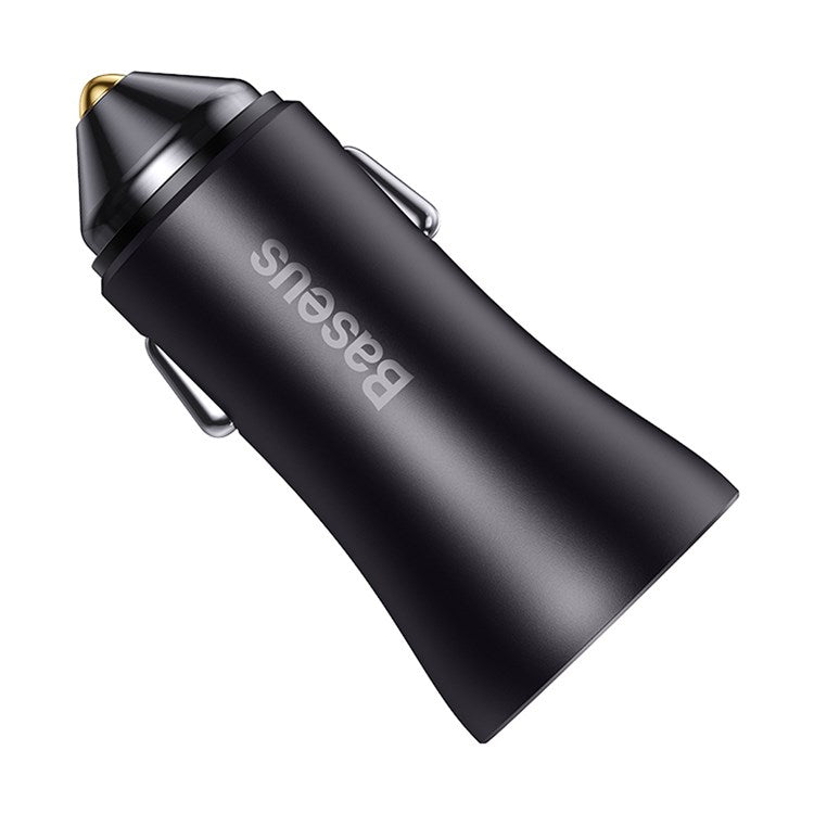 BASEUS Golden Contactor Max USB+Type C 60W Dual Output Fast Charger Universal Car Charger for Cell Phone Camera Tablets Laptops - Dark Grey