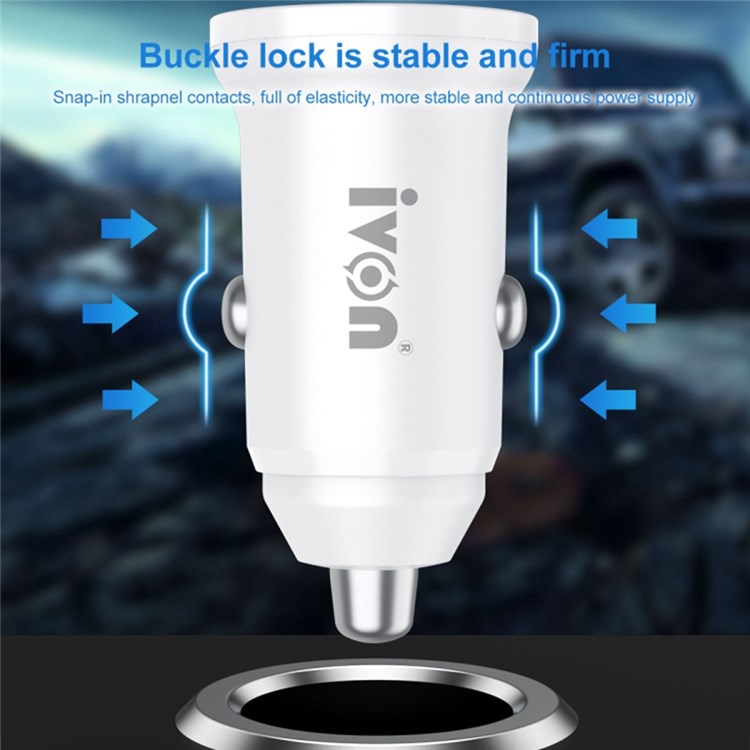 IVON CC45 20W PD 3.0 Type-C+QC 3.0 USB Dual Port Mini Car Charger Phone Fast Charging Adapter