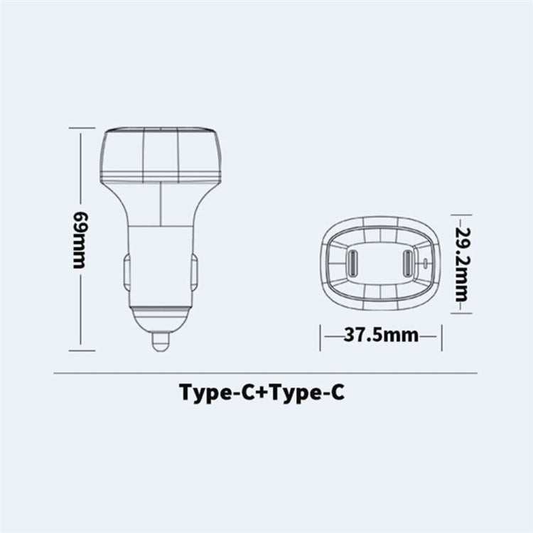 ACC-580 PD 60W Dual Type-C Ports Fast Charging Adapter Phone Car Charger - Black