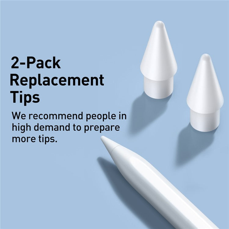 2Pcs BASEUS Smooth Writing Capacitive Stylus Tips Replacement for Apple Pencil 1st / 2nd Gen White
