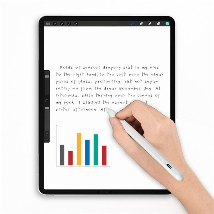 WIWU Pencil Pro for iPad Tablet Capacitive Stylus with 4-LED Battery Indicator Support Palm Rejection/Tilt Pencil