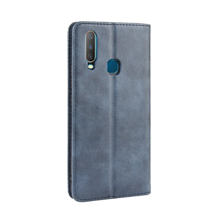 Vintage Style Leather Wallet Stand Phone Case for Vivo Y17/Y15/Y3 - Blue