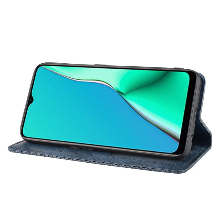 Retro Style PU Leather Stand Wallet Case for OPPO A9 2020/A5 2020/A11/A11X - Blue