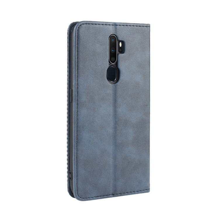 Retro Style PU Leather Stand Wallet Case for OPPO A9 2020/A5 2020/A11/A11X - Blue