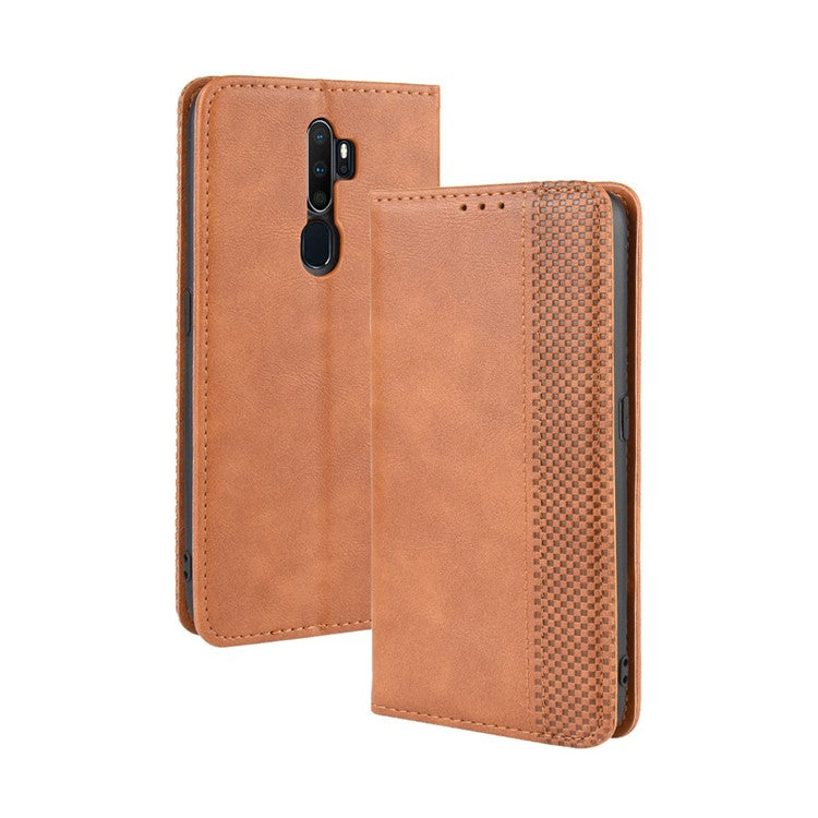 Retro Style PU Leather Stand Wallet Case for OPPO A9 2020/A5 2020/A11/A11X - Brown