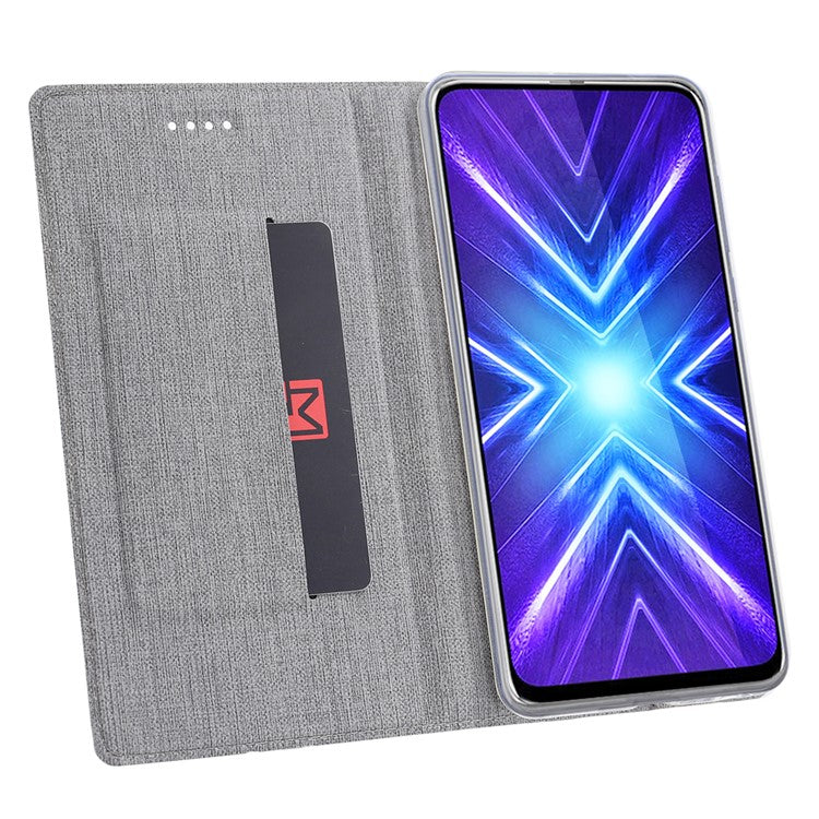 VILI DMX Cross Texture Stand Leather Case with Card Slot for Huawei Honor 9X (Global Version)/9X Premium - Grey