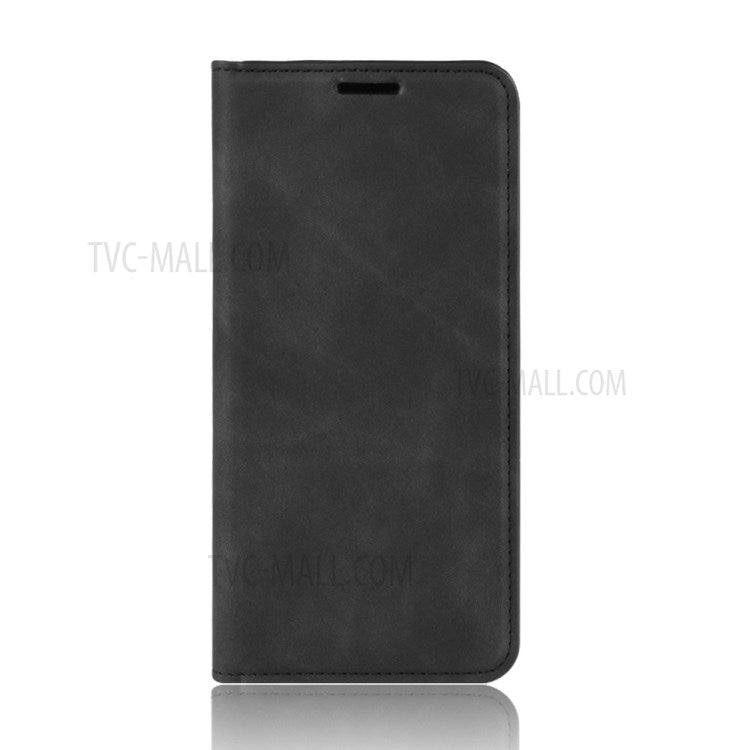 Silky Touch Auto-absorbed Flip Leather Wallet Protector Cover for OPPO A91 / F15 - Black
