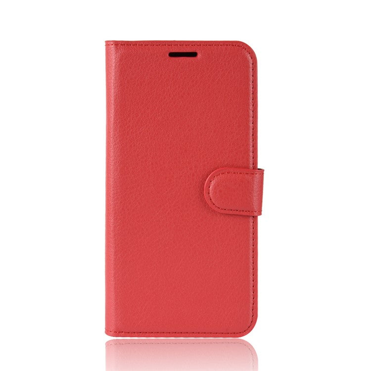 Litchi Texture Wallet Stand Leather Cell Phone Cover for OPPO A91 / F15 - Red