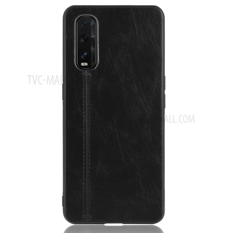 PU Leather Coated PC + TPU Hybrid Phone Case for Oppo Find X2 - Black