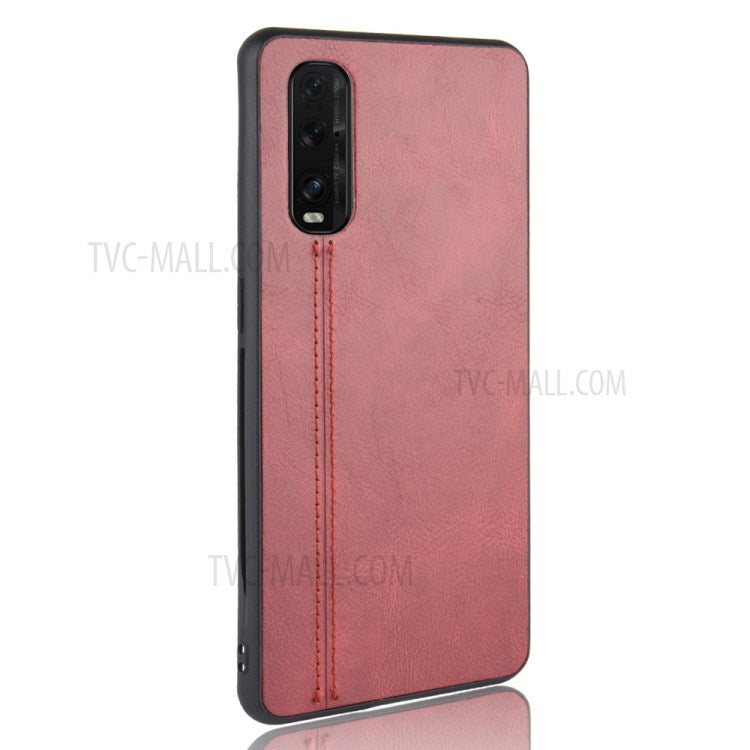 PU Leather Coated PC + TPU Hybrid Phone Case for Oppo Find X2 - Red