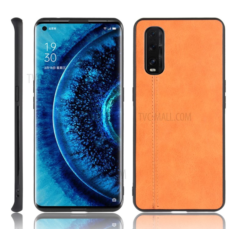 PU Leather Coated PC + TPU Hybrid Phone Case for Oppo Find X2 - Yellow