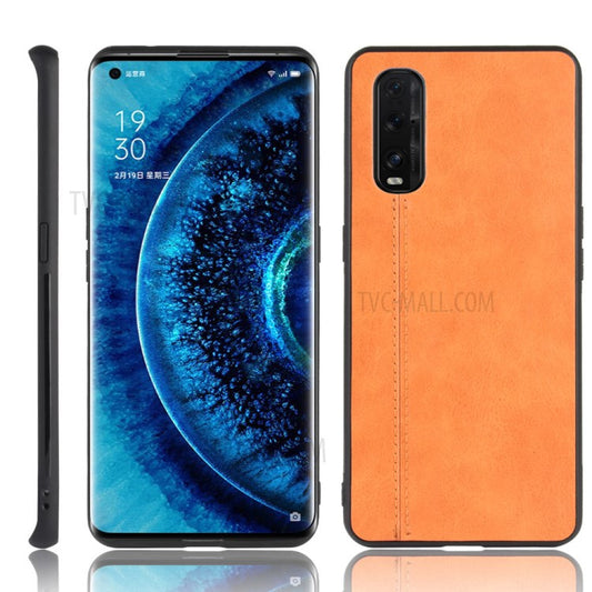 PU Leather Coated PC + TPU Hybrid Phone Case for Oppo Find X2 - Yellow